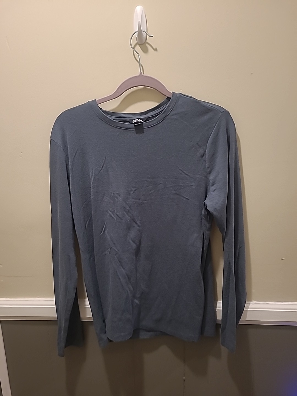 Eddie Bauer Womens XL Blue Long Sleeve Top Cotton Blend Blue Crew Neck